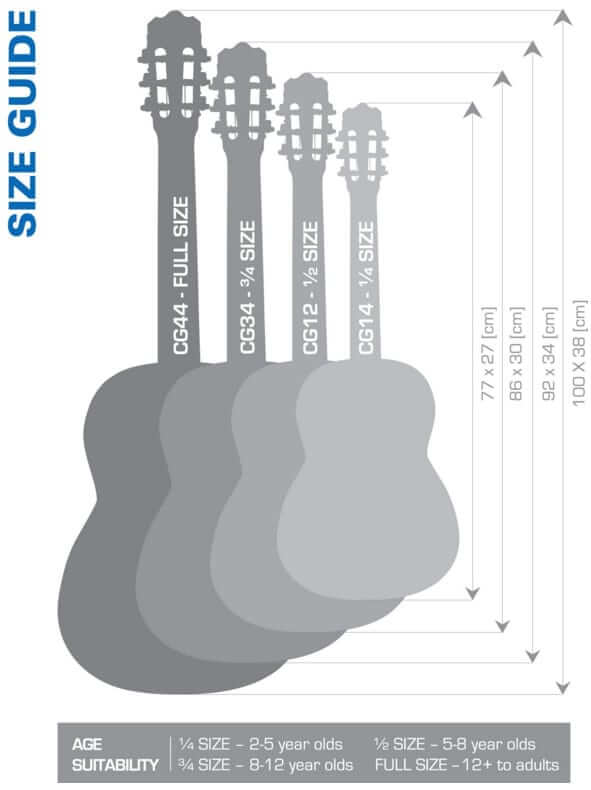 Guide des tailles de Guitares par âges