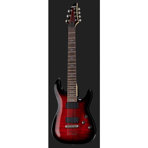 La guitare électrique Schecter Demon-7 Crimson Red Burst , Avis & Test