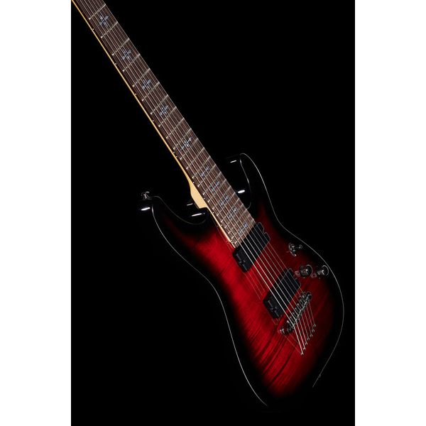 La guitare électrique Schecter Demon-7 Crimson Red Burst , Avis & Test