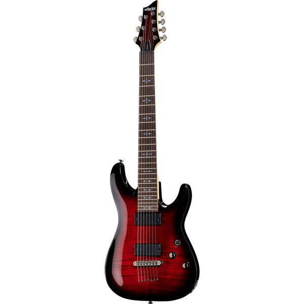 La guitare électrique Schecter Demon-7 Crimson Red Burst , Avis & Test