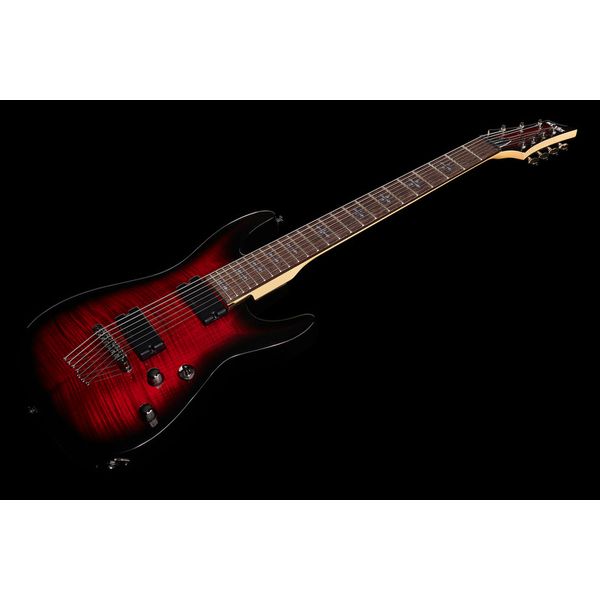 La guitare électrique Schecter Demon-7 Crimson Red Burst , Avis & Test