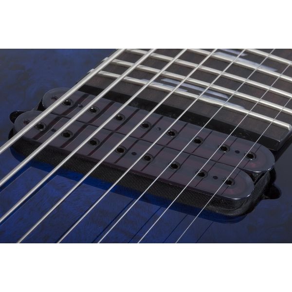 La guitare électrique Schecter Omen Elite-8 MS Blue Burst Avis et Test