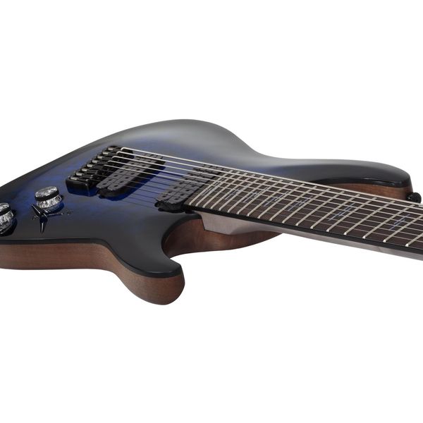 La guitare électrique Schecter Omen Elite-8 MS Blue Burst Avis et Test