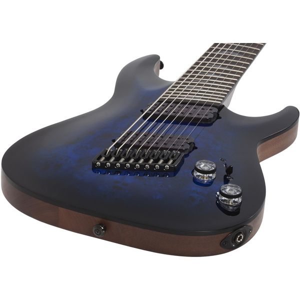 La guitare électrique Schecter Omen Elite-8 MS Blue Burst Avis et Test