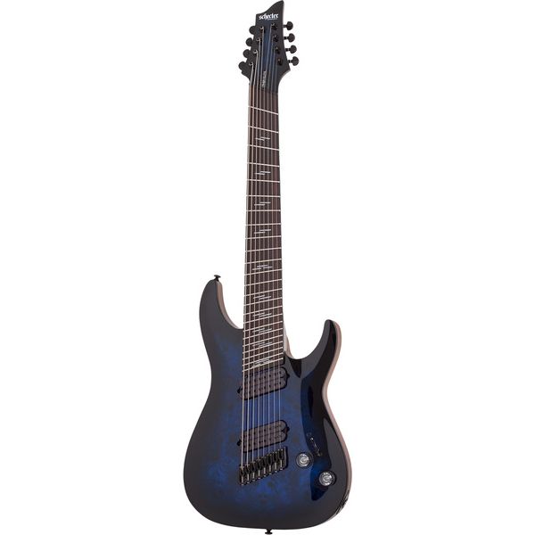 La guitare électrique Schecter Omen Elite-8 MS Blue Burst Avis et Test