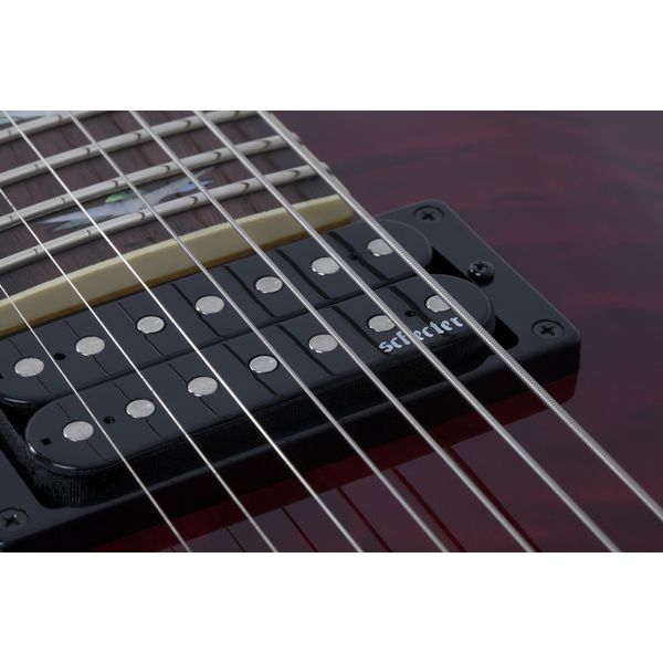 La guitare électrique Schecter Omen Extreme-7 LH BKCH - Avis et Test