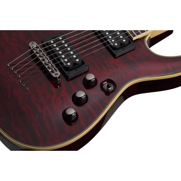 La guitare électrique Schecter Omen Extreme-7 LH BKCH - Avis et Test