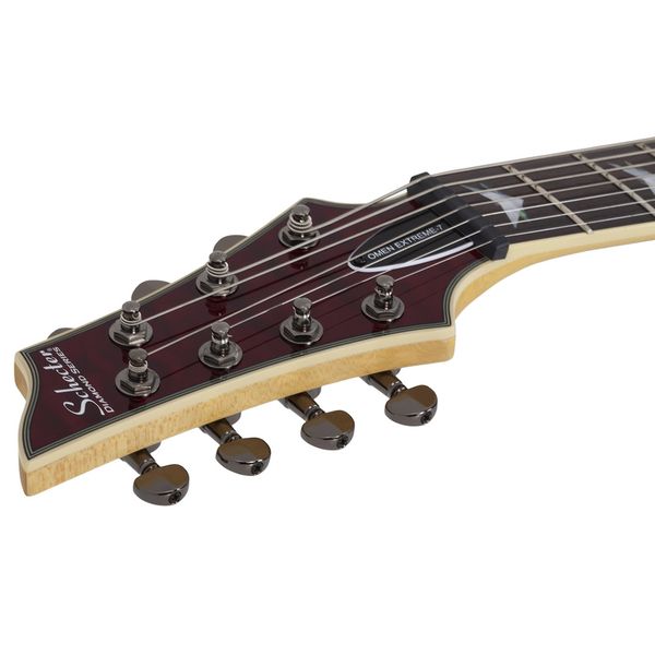 La guitare électrique Schecter Omen Extreme-7 LH BKCH - Avis et Test