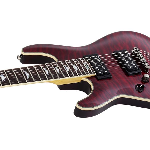 La guitare électrique Schecter Omen Extreme-7 LH BKCH - Avis et Test