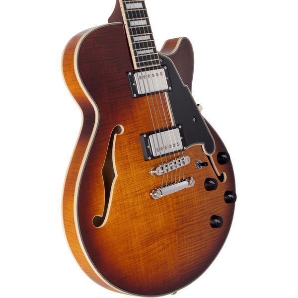 La guitare électrique DAngelico Premier SS Dark Iced Tea Burst Test et Avis