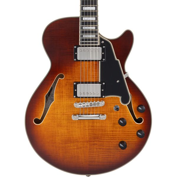 La guitare électrique DAngelico Premier SS Dark Iced Tea Burst Test et Avis