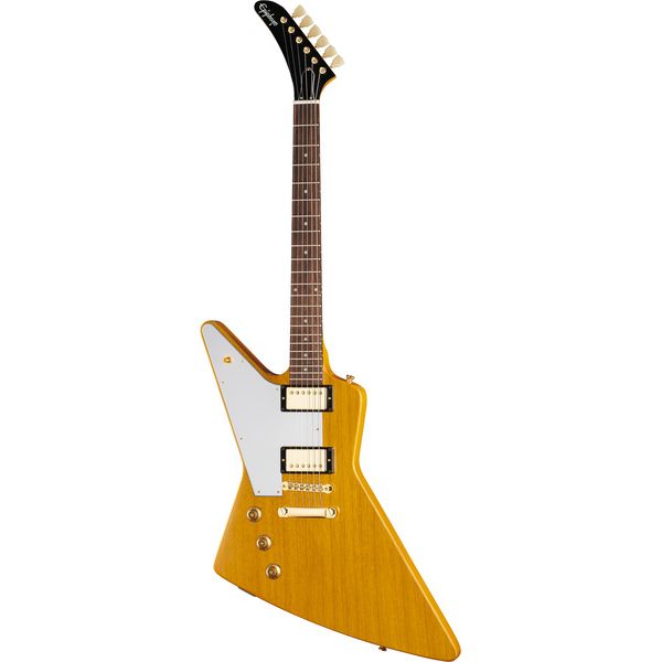 La guitare électrique Epiphone Korina Explorer Aged Nat. LH : Avis et Test