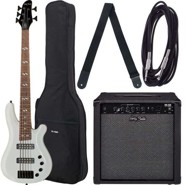 Avis basse électrique Harley Benton B-550 White Progressive Set 1
