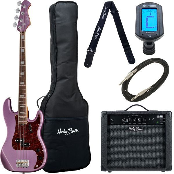 Avis basse électrique Harley Benton MV-4P Burgundy Mist Set