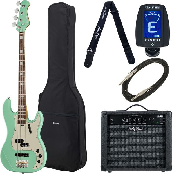 Avis basse électrique Harley Benton MV-4PJ Seafoam Green Set