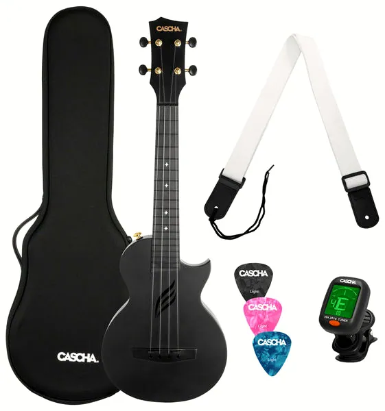 Cascha Carbon Concert Ukulele Set BK