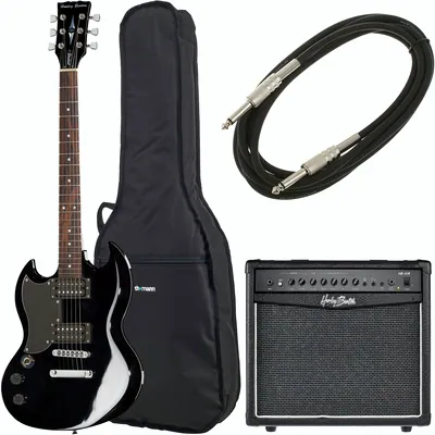 Harley Benton DC-200LH BK Student Ser Bundle