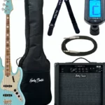 Avis basse électrique Harley Benton MV-4JB Daphne Blue Set