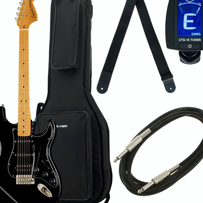 Squier CV 70s Strat HSS MN BLK Bundle – photo 2